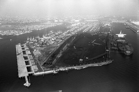 Aerial view of Port of Los Angeles and Cabrillo marina