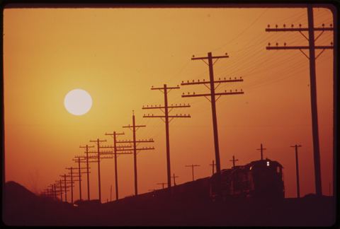 Los Angeles power lines sunset