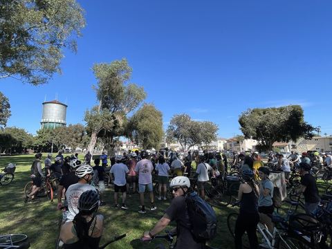 Group bike ride departing from North Park Community Park